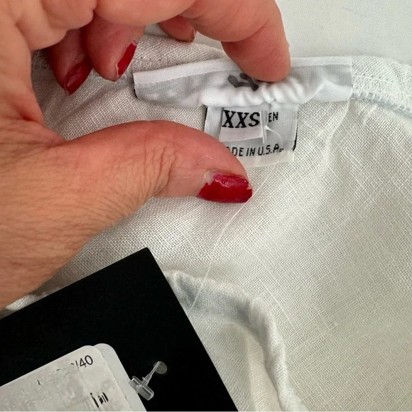 New Bryn Walker Long Bias Elastic Waist Linen A-Line Pull-On Skirt Sz XXS White - Picture 5 of 9